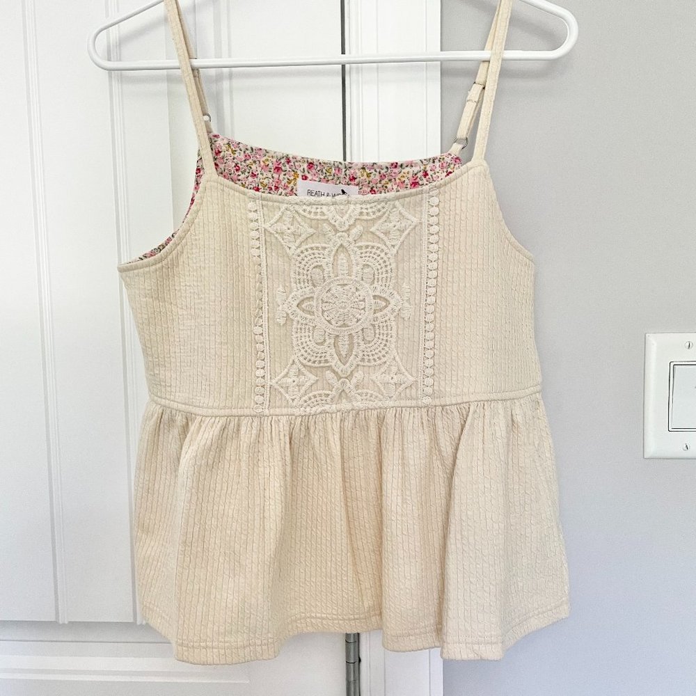 Anthropologie Ivory Peplum Tank Top | Size Small
